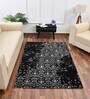 Black Abstract Polyester 5 x 7 Feet Machine Made Carpet