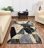 Black Abstract Polyester 6 x 9 Feet Machine Made Carpet