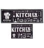 Black Abstract Polyester Antiskid Machine Made Floor Runner and Door Mat Combo