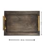 Black Acacia Wood  Serving Tray With Metal Handles