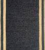 Teal Striped Jute 3 ft x 5 ft Hand Woven Carpet
