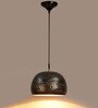 Hanging Hammered Black & Gold Single Lamp