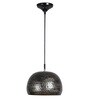 Hanging Hammered Black & Gold Single Lamp