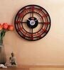Black And Red Wooden Designer Wall Clock Without Glass