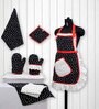 Frill Black & White Cotton (Set of 8) Kitchen Linen Set