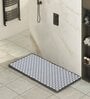 Black and White Solid PVC 33x16 Inches Antiskid Shower Bath Mat