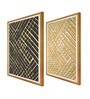 Black AndGolden Pattern Printed Canvas Art Panel Set of 2