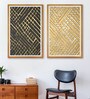Black AndGolden Pattern Printed Canvas Art Panel Set of 2