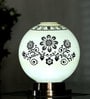 Black Art Beige Glass Shade Table Led Lamp with Antique Brass Base