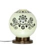 Black Art Beige Glass Shade Table Led Lamp with Antique Brass Base