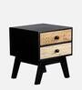 Black Beauty Sheesham Wood Bedside Table in Black Finish with Drawers