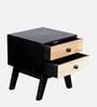 Black Beauty Sheesham Wood Bedside Table in Black Finish with Drawers