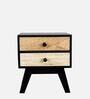 Black Beauty Sheesham Wood Bedside Table in Black Finish with Drawers