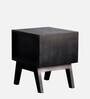 Black Beauty Sheesham Wood Bedside Table in Black Finish with Drawers