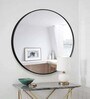 24 Inch Black Round Mirror in Metal Frame