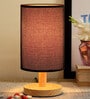 Black Bedside Table Lamp Shade With Wooden Base
