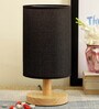 Black Bedside Table Lamp Shade With Wooden Base