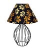 Black Bedside Table Lamp with Modern Design, Fabric Shade, and Geometric Metal Base