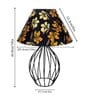 Black Bedside Table Lamp with Modern Design, Fabric Shade, and Geometric Metal Base