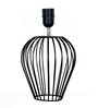 Black Bedside Table Lamp with Geometric Metal Base and Fabric Shade, Wire Tulip with Iris Cone Shade