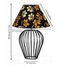 Black Bedside Table Lamp with Geometric Metal Base and Fabric Shade, Wire Tulip with Iris Cone Shade