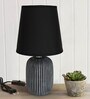 Creative Black Fabric Shade Night Lamp With Ceramic Base