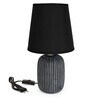 Creative Black Fabric Shade Night Lamp With Ceramic Base