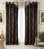 Brown Traditional Faux Silk 8 Ft Blackout Eyelet Door Curtains (Set of 2)