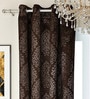 Brown Traditional Faux Silk 8 Ft Blackout Eyelet Door Curtains (Set of 2)