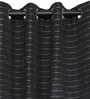 Black Jute Striped 7FT Light Filtering Eyelet Door Curtains (Pack of 2)