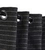 Black Jute Striped 7FT Light Filtering Eyelet Door Curtains (Pack of 2)
