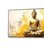 Canvas Framed Buddha on Vibrant Wall Painting