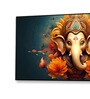 Black Canvas Framed Divine Lord Ganesa in oral aesthetic Wall Painting