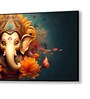 Black Canvas Framed Divine Lord Ganesa in oral aesthetic Wall Painting