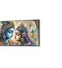 Black Canvas Framed Divine Love of Krishna and Radha Wall Painting(12X24 Inch)