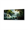 Black Canvas Framed Enchanted Forest Waterfall Pink Serenity Wall Painting(24X48 Inch)
