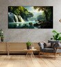 Black Canvas Framed Enchanted Forest Waterfall Pink Serenity Wall Painting(24X48 Inch)