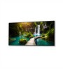 Black Canvas Framed Enchanting Waterfall with Scenic Bridge Wall Painting(18X36 Inch)