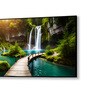 Black Canvas Framed Enchanting Waterfall with Scenic Bridge Wall Painting(12X24 Inch)
