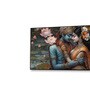 Black Canvas Framed Eternal Love of Krishna and Radha Wall Painting(12X24 Inch)