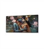 Black Canvas Framed Eternal Love of Krishna and Radha Wall Painting(12X24 Inch)