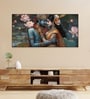 Black Canvas Framed Eternal Love of Krishna and Radha Wall Painting(18X36 Inch)