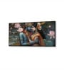 Black Canvas Framed Eternal Love of Krishna and Radha Wall Painting(18X36 Inch)