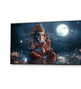 Black Canvas Framed Lord Ganesha in Divine Moon Wall Painting