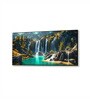 Black Canvas Framed Lush Green Waterfall in Forest Wall Painting(18X36 Inch)