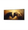 Black Canvas Framed Majestic Equine Encounter in Art Wall Painting(12X24 Inch)