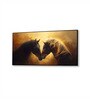 Black Canvas Framed Majestic Equine Encounter in Art Wall Painting(24X48 Inch)