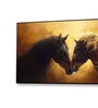 Black Canvas Framed Majestic Equine Encounter in Art Wall Painting(12X24 Inch)