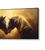 Black Canvas Framed Majestic Equine Encounter in Art Wall Painting(18X36 Inch)