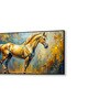Black Canvas Framed Majestic Equine Serenity in Nature Wall Painting(24X48 Inch)
